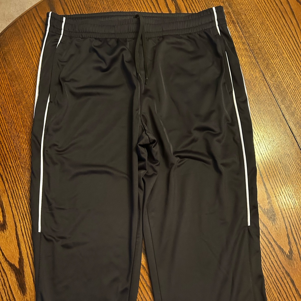Men’s Tek Gear Tricot Pants - Black with White (Size Large)